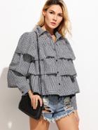 Shein Gingham Layered Flounce Blouse