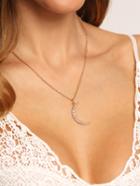 Shein Golden Crystal Pave New Moon Pendant Necklace
