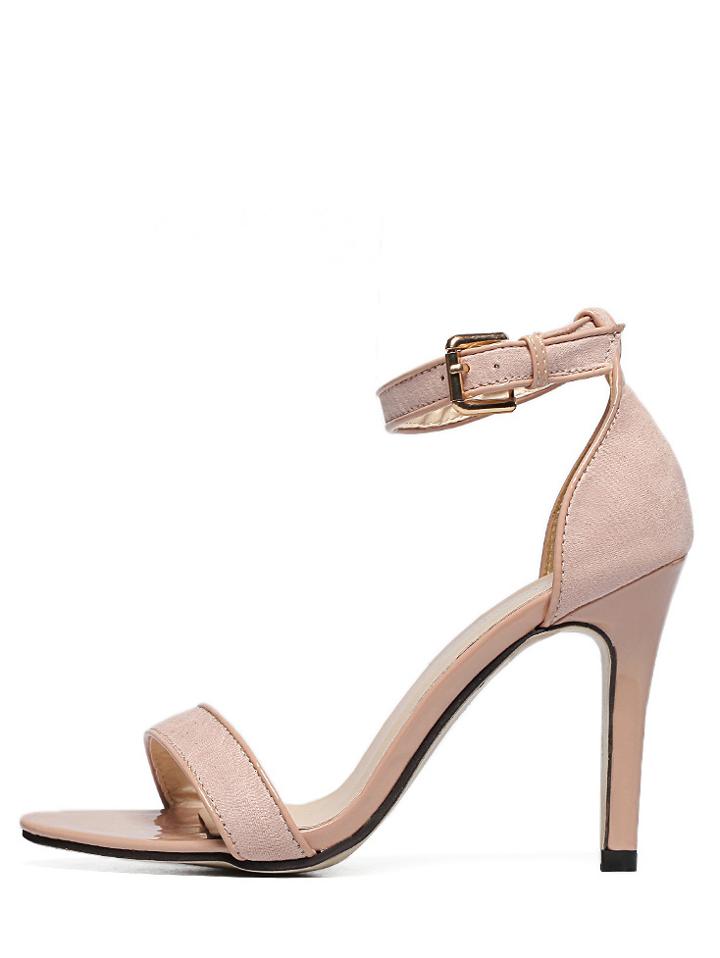 Shein Apricot Open Toe Ankle Strap High Stiletto Pumps