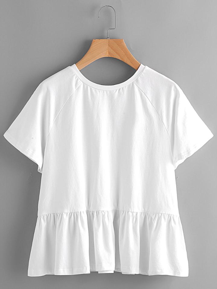 Shein Raglan Sleeve Lace Up Back Tiered T-shirt