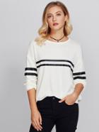 Shein Drop Shoulder Striped Panel Tee