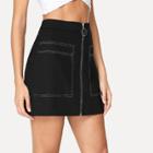 Shein Contrast Stitch Zip Up Skirt