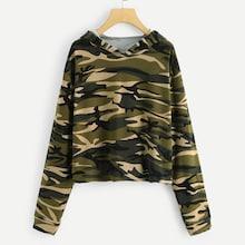 Shein Plus Camo Print Hooded Sweatshirt