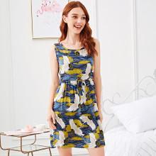 Shein Crane Print Pleated Night Dress
