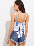 Shein Printed Bow Tie Back Cami Top