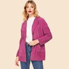 Shein 70s Notch Collar Solid Buttoned Cord Coat