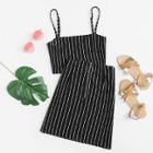 Shein Striped Cami Top With O-ring Zip Front Skirt
