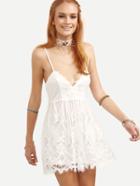 Shein White Lace Up Lace Cami Dress