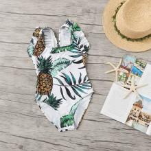 Shein Girls Tropical Ruffle Swimsuit
