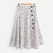 Shein Button Detail Spot Skirt