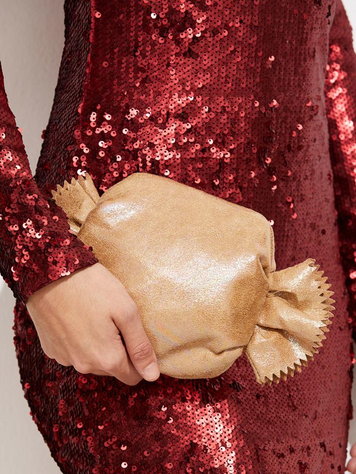 Shein Beige Colorful Glossy Zip Closure Cute Candy Bag
