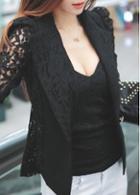 Rosewe Notch Collar Single Breasted Lace Splicing Blazer