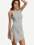 Shein Grey Wrinkle Split Side Dress
