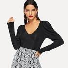 Shein V Neck Solid Bodice Top