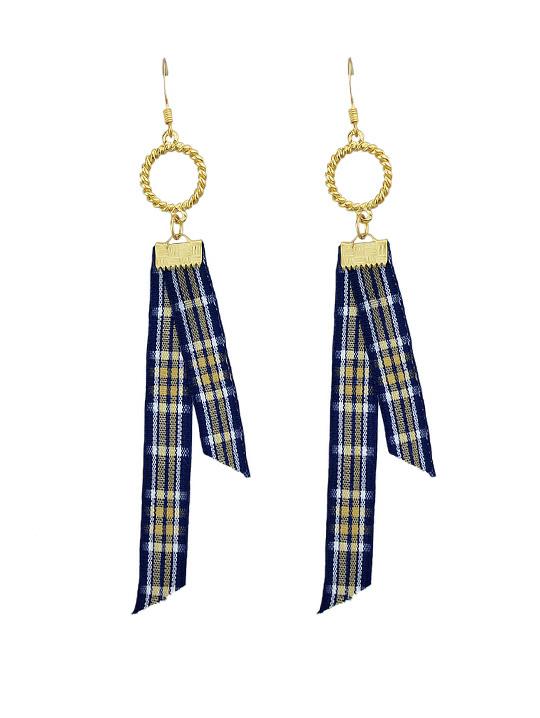 Shein Navyblue Long Stripe Cloth Drop Earrings For Women