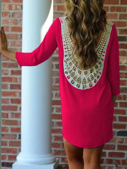 Shein Red Lace Crochet Shift Dress