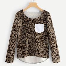Shein Leopard Print Asymmetric Hem Tee