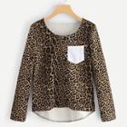 Shein Leopard Print Asymmetric Hem Tee