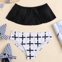 Shein Plus Cross Print Bikini Set
