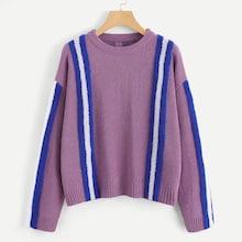 Shein Contrast Faux Fur Panel Sweater