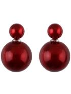 Shein Wine Red Bead Double Stud Earrings