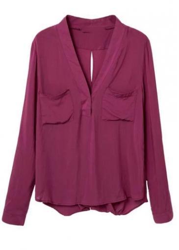 Rosewe Charming Red V Neck Long Sleeve Woman T Shirt