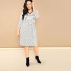 Shein Plus Knot Front Striped Dress