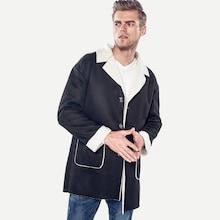 Shein Men Solid Shearling Lined Coat