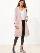 Shein Pink Double Face Drop Shoulder Fringe Coat