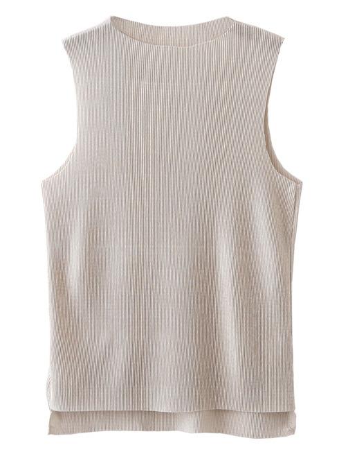 Shein Apricot Sleeveless Dipped Hem Knit Tank Top