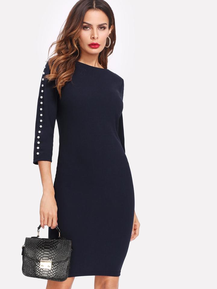 Shein Pearl Beading Form Fitting Dress