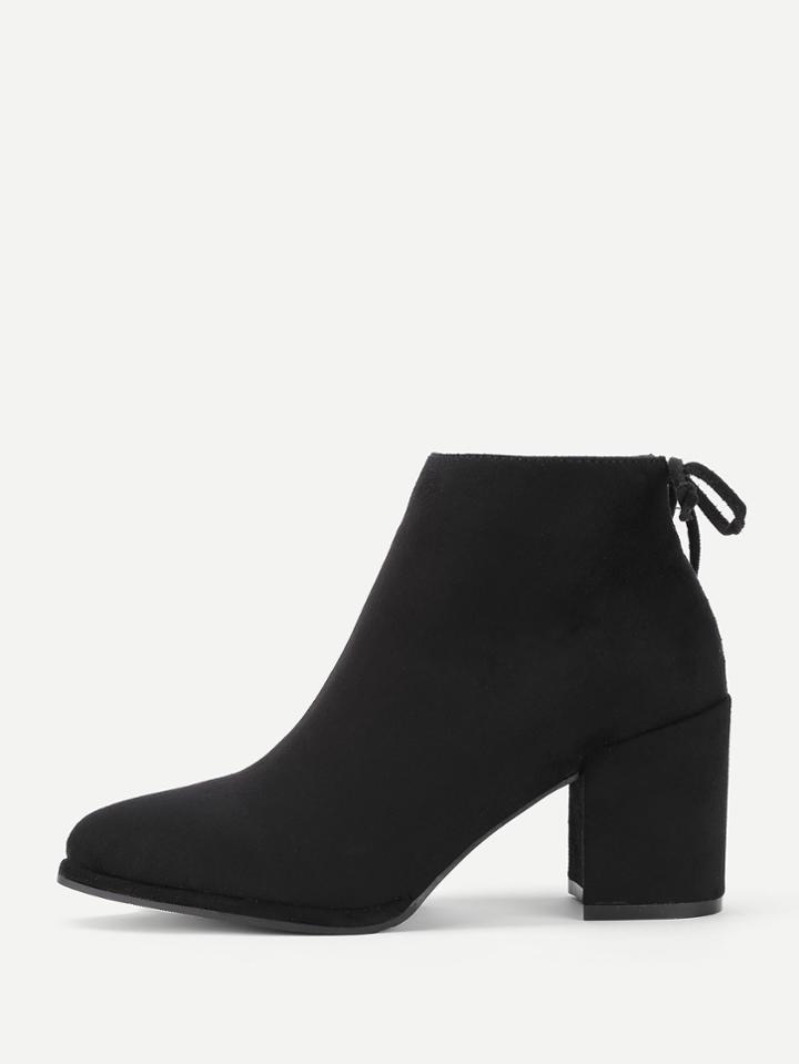 Shein Lace Up Back Block Heeled Ankle Boots