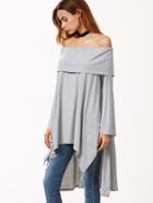 Shein Off The Shoulder Slit Side High Low Foldover T-shirt