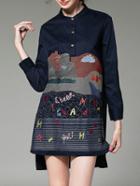 Shein Embroidered Dip Hem Shirt Dress