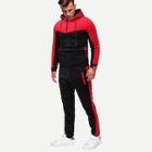 Shein Men Contrast Panel Zip Up Hoodie With Drawstring Pants