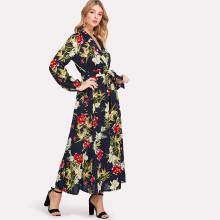 Shein Surplice Wrap Botanical Dress