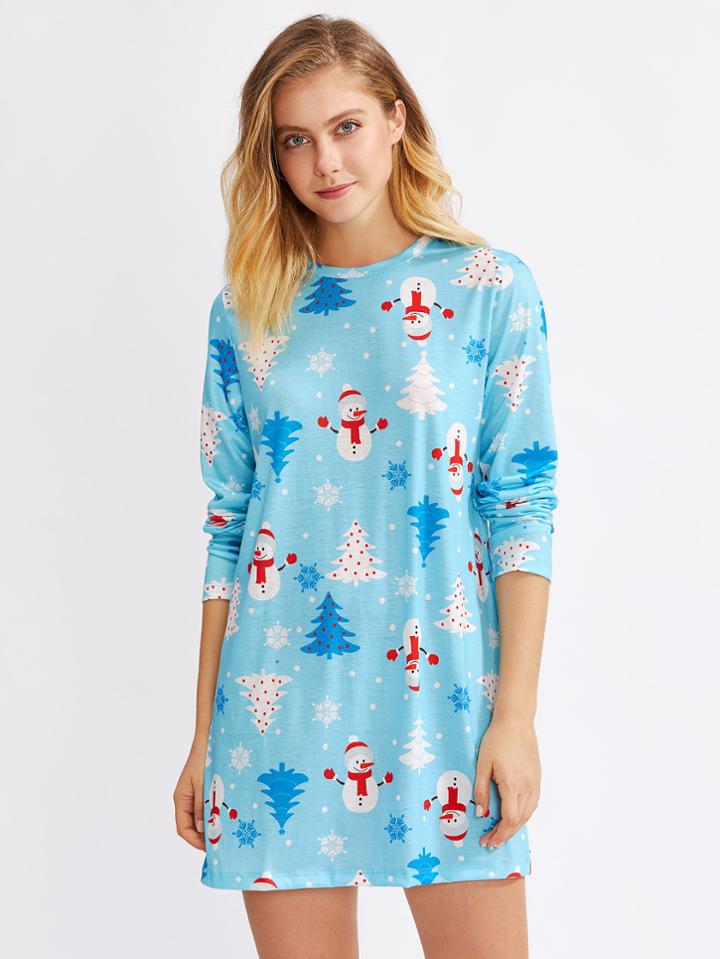 Shein Christmas Print Tee Dress