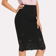 Shein Laser Cut Insert Zip Back Skirt