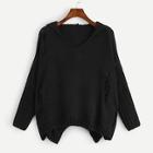 Shein Plus Ripped Detail Drop Shoulder Hooded Sweater