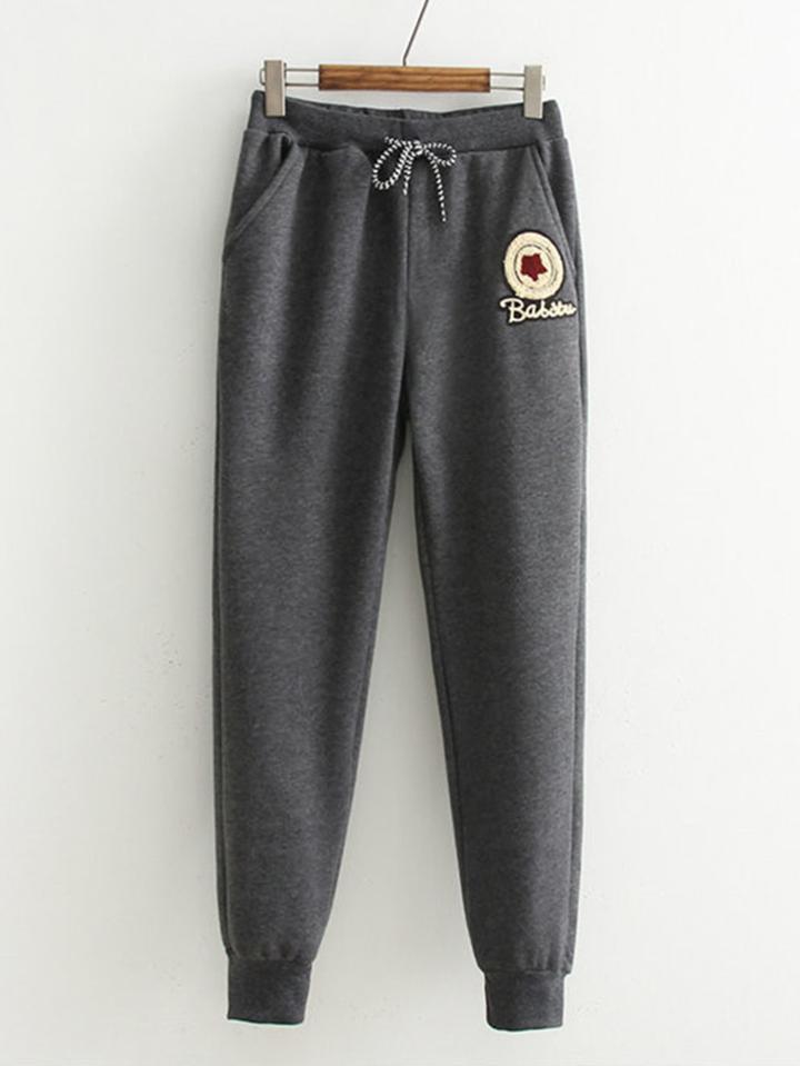 Shein Patch Detail Drawstring Waist Sweatpants