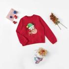 Shein Girls Christmas Embroidered Pom Pom Sweatshirt