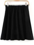 Shein Black Elastic Waist Pleated Skirt
