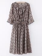 Shein Multicolor Ruffle Sleeve Printed Chiffon Dress