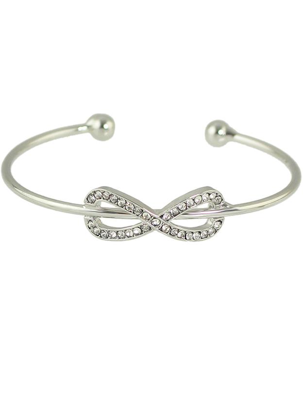 Shein Silver New Rhinestone Bowknot Shape Cuff Bracelet