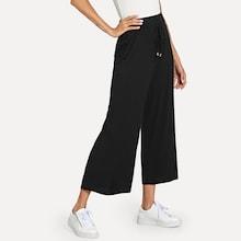 Shein Solid Drawstring Waist Wide Leg Pants