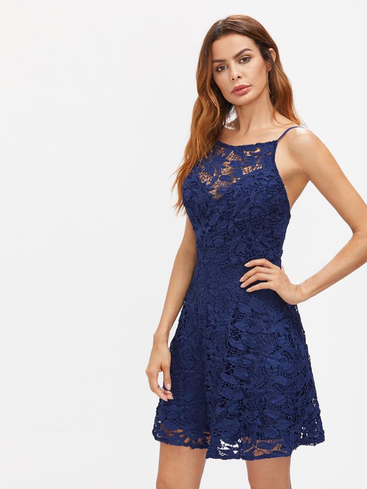 Shein Lace Overlay Cami Dress