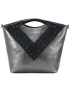 Shein Grey V-shaped Rivet Pu Tote Bag