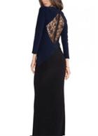 Rosewe Graceful Black Long Sleeve V Neck Maxi Dress