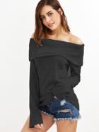 Shein Off Shoulder Foldover Knit T-shirt