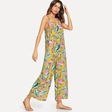 Shein Jungle Leaf Print Cami Jumpsuit
